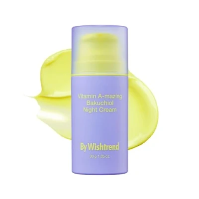 Abbildung von BY WISHTREND Vitamin A mazing Bakuchiol Retinal Night Cream, koreanische Retinol Alternative, Anti Aging, für feine Linien, schlaffe, trockene Haut empfindliche Haut, 1,05 oz, 30 g