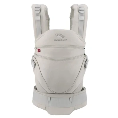 Abbildung von manduca Babytrage XT Monochrome Cloud All In One für Neugeborene ab 3,5 kg und Kleinkinder bis 20 ergonomische Kindertrage mit verstellbarem Steg Einheitsgröße, grau beige