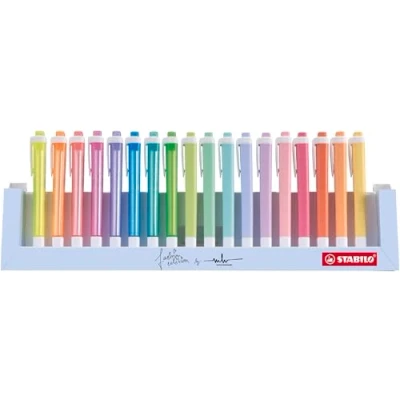 Abbildung von Textmarker STABILO swing cool 18er Tischset mit 8 verschiedenen Leuchtfarben &amp; 10 Pastellfarben