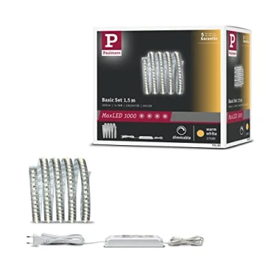 Abbildung von Paulmann 70585 LED Stripe MaxLED 1000 Basisset 1,5m Warmweiß 20W 230/24V 60VA Silber Lichtband Lichtstreifen Lichtschlauch