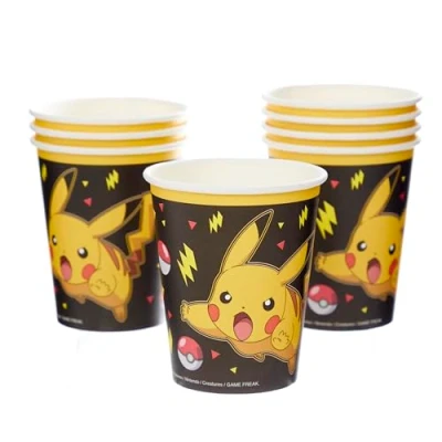Abbildung von amscan 9917106 66 Pokémon Pappbecher für Kindergeburtstag, 8 Stück