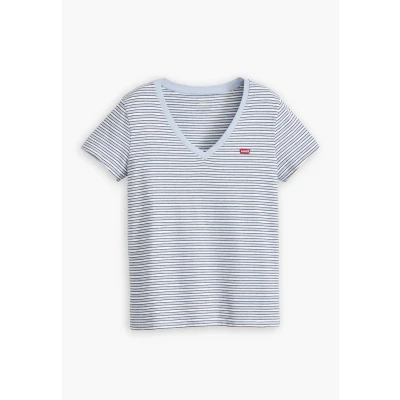 Abbildung von Levi&#039;s Perfect V NECK Tshirt print, Damen, Größe: XS, Penny stripe kentucky blue