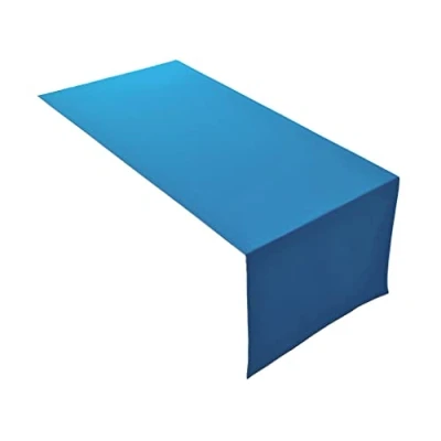 Abbildung von Lemos Home Hochwertiger Tischläufer Tischwäsche aus 100% Baumwolle Kollektion Konzept, Farbe &amp; Größe wählbar (Tischläufer 45x150cm, Himmelblau)