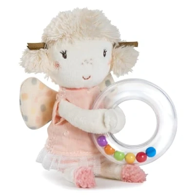 Abbildung von Fehn Rasselring Fee Greifling zum Rasseln, Fühlen, Spielen mit kuschelweicher Stoff Figur ein treuer Begleiter für Babys und Kleinkinder ab 0+ Monaten