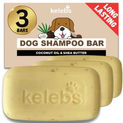 Abbildung von KELEBS hundeshampoo Sensitiv Fellpflege Hund welpen Beruhigende natürliche Hunde Shampoo Seifenstücke mit Lavendel Öl &amp; Haferflocken Vegan 3er Pack (Coconut)