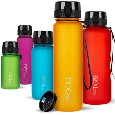 Abbildung von 720DGREE Trinkflasche Kinder 500ml “uberBottle“ softTouch +Sieb Auslaufsicher, BPA Frei Flasche für Schule, Sport, Fitness Wasserflasche aus Tritan Schmal, Leicht, Stoßfest, Wiederverwendbar