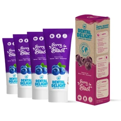 Abbildung von DENTAL DELIGHT Berry Blast Zahnpasta, Vegane Zahnpasta mit Geschmack, Zahncreme (Blaubeere Minze, 4er Pack)