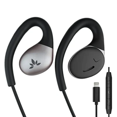Abbildung von Avantree Resolve L Kabel Open Ear Lightning Kopfhörer(für kleine, mittlere Ohren) mit Mikrofon &amp; Ohrbügel Kompatibel iPhone 14/13/12 und iOS Systemen [MFi Zertifiziert]