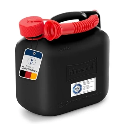 Abbildung von hünersdorff 811400 Kraftstoff Kanister STANDARD 5l für Benzin, Diesel und andere Gefahrgüter, UN Zulassung, made in Germany, TÜV geprüfter Produktion, schwarz