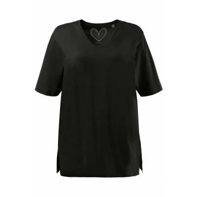 Abbildung von Ulla Popken Damen Basic v shirt T Shirts, Schwarz, 50 52 EU