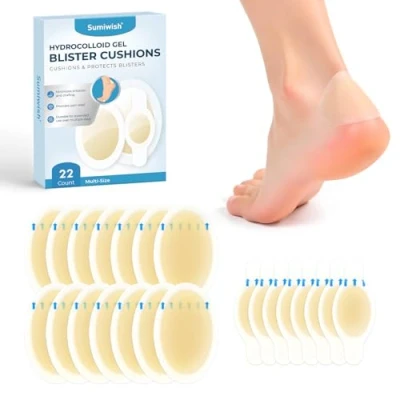 Abbildung von Sumiwish Blasenpflaster 22 Count Hydrokolloid Bandages Wasserdichte Blasenpolster für Ferse, Zehen und Füße, Extra starker Schutz schnelle Erholung (Heel Pack)