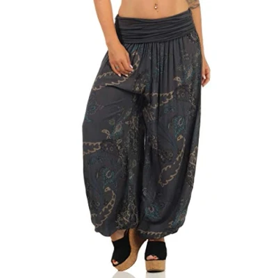 Abbildung von Malito Damen Aladinhose mit Print Haremshose zum Tanzen Pumphose Chillen Freizeithose Pluderhose 7185 (beige)