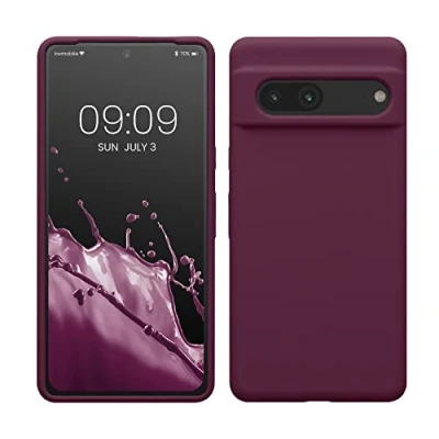 Abbildung von kwmobile Hülle kompatibel mit Google Pixel 7 Silikon Handy Case Handyhülle weiche Oberfläche kabelloses Laden Bordeaux Violett