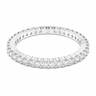 Abbildung von Swarovski Matrix Vittore Ring, Rundschliff, Weiß, Silberfarbenes Finish
