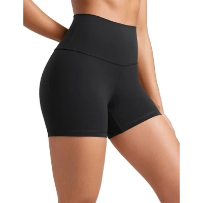 Abbildung von CRZ Yoga Womens Kurze Sporthose Laufshorts Sommer Radlerhose High Waist Fitness Shorts ButterLuxe 10cm Schwarz 36
