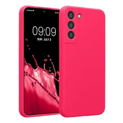 Abbildung von kwmobile Handyhülle kompatibel mit Samsung Galaxy S22 Plus Hülle gummierte Handy Case aus Silikon in Neon Pink