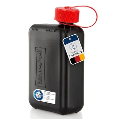 Abbildung von Hünersdorff Kraftstoff Kanister STANDARD 2 L, Ersatzkanister für Kleinwagen und Hybridfahrzeuge, HD PE, made in Germany, TÜV geprüfter Produktion, schwarz