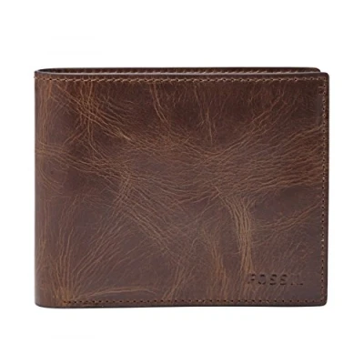 Abbildung von Fossil Geldbörse für Herren Derrick, Leder Bifold Dunkelbraun 11,4 cm L x 2,5 B 9,5 H ML3687201