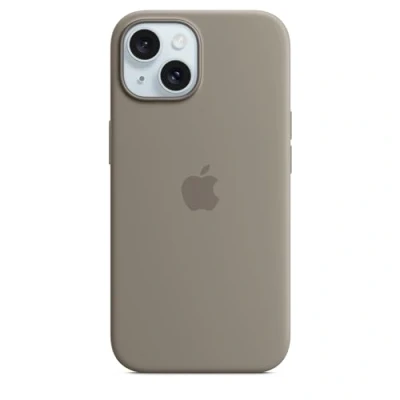 Abbildung von Apple iPhone 15 Silikon Case mit MagSafe Tonbraun ​​​​​​​
