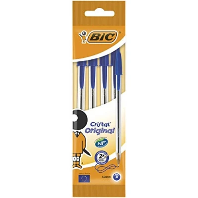 Abbildung von BIC Kugelschreiber Cristal Original, in Blau, Strichstärke 0,32 mm, 4er Pack, Ideal für das Büro, Home Office oder die Schule