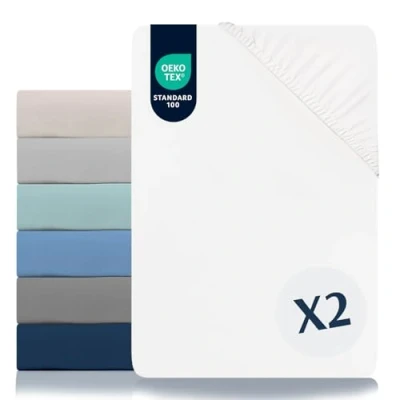 Abbildung von Dreamzie Spannbettlaken 180x200cm 2er Pack 100% Polyester Mikrofaser Oeko TEX Zertifiziert Spannbetttuch 180x200 Alabasterweiß