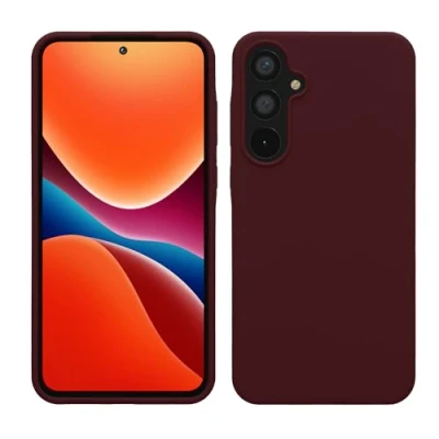 Abbildung von kwmobile Hülle kompatibel mit Samsung Galaxy A55 5G Silikon Handy Case Handyhülle weiche Oberfläche kabelloses Laden Bordeaux Violett
