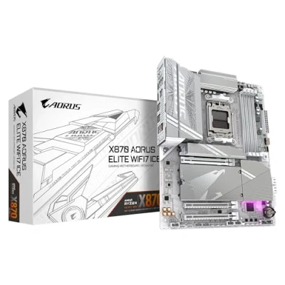 Abbildung von GIGABYTE X870 A Elite WIFI7 Ice Mainboard Unterstützt AMD Ryzen 9000 CPUs, digitales 16+2+2 Phasen VRM, bis zu 8000MHz DDR5 (OC), 3xPCIe 5.0, Wi Fi 7, 2.5GbE LAN, USB 4