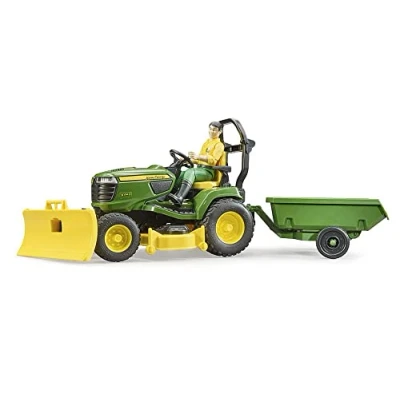 Abbildung von bruder 62104 Bworld John Deere Rasentraktor mit Anhänger &amp; Gärtner 1:16 Traktor, Rasenmäher, Anhänger, Landwirtschaft, Bauernhof, Mann, Spielzeugfigur, Arbeiter, Bauer, Landwirt, Set