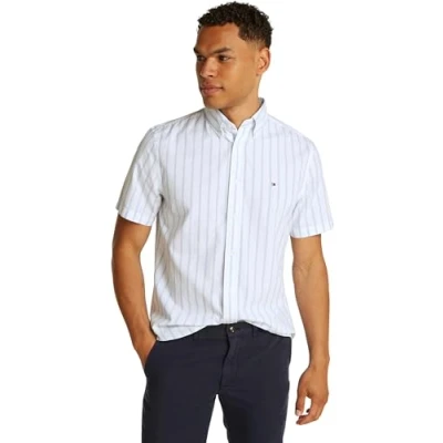Abbildung von Tommy Hilfiger Herren Hemd Flex Poplin Kurzarm, Mehrfarbig (Sweet Blue/Optic White), XXL