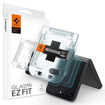 Abbildung von Spigen Glas.tR EZ Fit Schutzfolie kompatibel mit Samsung Galaxy Z Flip 5, 2 Stück Schutzglas für externe Display, Kratzfest, Hüllenfreundlich, Touch reaktiv