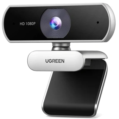 Abbildung von UGREEN Webcam Full HD 1080P/30fps USB A mit Mikrofon für PC, automatische Lichtkorrektur, 85 Ansicht, Live Streaming, Videoanrufe, Konferenzen Switch 2 (Silbergrau)