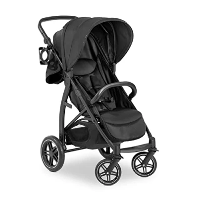 Abbildung von hauck Buggy Rapid 4D Air für Kinder ab Geburt bis 22 kg mit Liegefunktion, UPF 50 +, Lufträder hinten &amp; Gummiräder vorne, Getränkehalter, Höhenverstellbar, XL Korb 3 (Black)