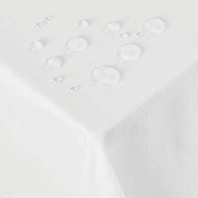 Abbildung von Deconovo Tischdecke Leinenoptik Lotuseffekt Tischwäsche Wasserabweisend Tischtuch, 140x240 cm, Weiß, 1 Stück