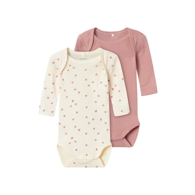 Abbildung von NAME IT Baby Mädchen Nbfbody 2p Ls Buttercream Hearts Noos, Buttercream, 62
