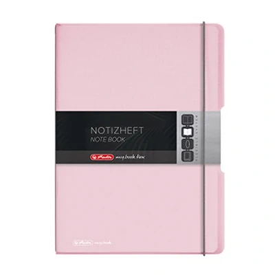 Abbildung von Herlitz 11408648 Notizheft (A4, PP Wechselcover mit Verschlußgummi, 80g/m²) 80 Blatt rose transparent