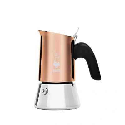 Abbildung von Bialetti New Venus Kaffeemaschine 2 Tassen, Anti Brand Griff, nicht für Induktion geeignet, Tassen (85 ml), Edelstahl, Farbe Kupfer, Wattage 3600