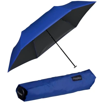 Abbildung von Doppler Zero extrem Leichter Mini Damen Taschenschirm UV Schutz Ultra Sun Ocean Blue Black