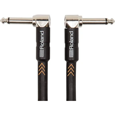 Abbildung von Roland Black Serie Patch/Pedal Kabel gewinkelte 6,3 mm Klinkenstecker, Länge: 30 cm RIC B1AA