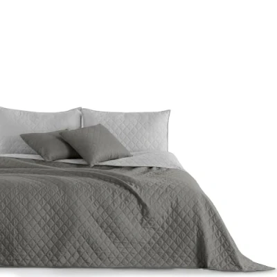 Abbildung von DecoKing 15193 Tagesdecke 200 x 220 stahl anthrazit grau silber Bettüberwurf zweiseitig pflegeleicht steel silver grey dimgray Axel