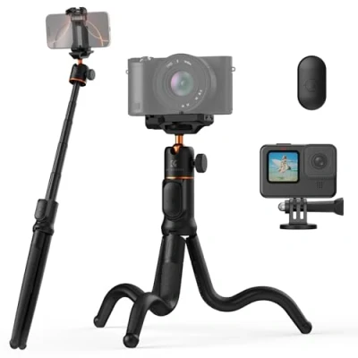 Abbildung von Handy Stativ,K&amp;F Concept Flexibles Stativ für Smartphone &amp; Kamera,MS29 Einziehbarer Selfie Stick,Mini Halter mit Fernbedienung,Tripod Stativhalterung,Handystativ iPhone/Sumsung