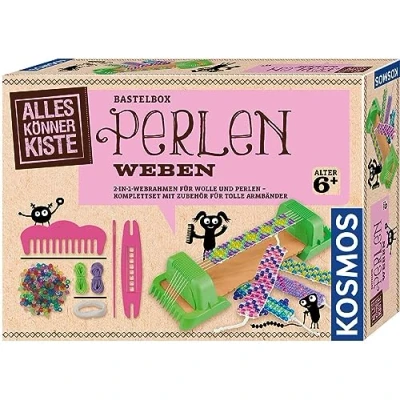 Abbildung von Kosmos 604387 AllesKönnerKiste Perlen Weben 2 in 1 Webrahmen, Bastel Set, Basteln für Mädchen ab 6 Jahre, Armbänder basteln, Kinder, Perlenwebrahmen