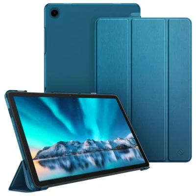 Abbildung von Fintie Hülle für Samsung Galaxy Tab A9 Plus 11 Zoll 2023, Ultradünn Schutzhülle mit Translucent Rückseite Cover Auto Schlaf/Wach Funktion Tablet A9+ SM X210/X216/X218, Pfauenblau