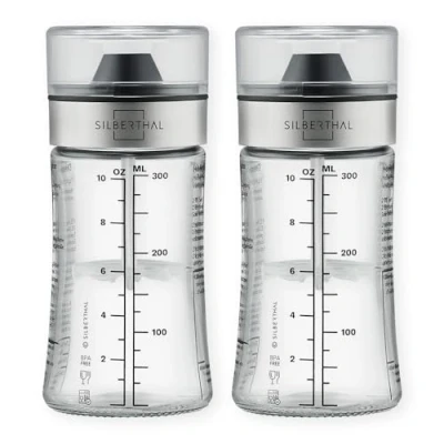 Abbildung von SILBERTHAL Dressingshaker Klein 2er Set aus Glas mit Rezepten 350 ml Spülmaschinenfest Neuer Deckel &amp; Neue Rezepte
