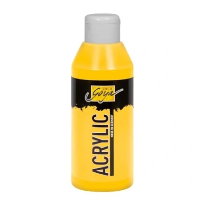 Abbildung von KREUL 84203 Solo Goya Acrylic kadmiumgelb, 250 ml Flasche, cremige vielseitig einsetzbare Acrylfarbe in Studienqualität, auf Wasserbasis, schnell und matt trocknend, gut deckend, wasserfest