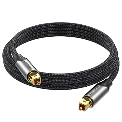 Abbildung von VENTION Optisches Kabel Toslink 3m, digitales Audiokabel S/PDIF Geflochten, Vergoldet, Aluminiumhülle Lichtleiterkabel Für Soundbar, Stereoanlage, Heimkino, PS4, Xbox usw.(Grau)