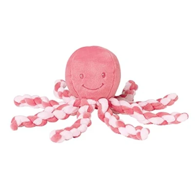 Abbildung von Nattou 878715 Lapidou Kuscheltier Oktopus, Für Neugeborene und Frühchen, 23 cm, Rosa/Weiß, 1 Stück (1er Pack)