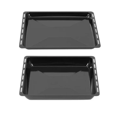 Abbildung von ICQN 455 x 375 mm 2er Backblech Set, 30 und 60 Extra Tiefe, Passend für Bosch, Siemens, Neff, Constructa, Flavel, Simfer, Emailliert, Fettpfanne, 45,5 37,5 cm