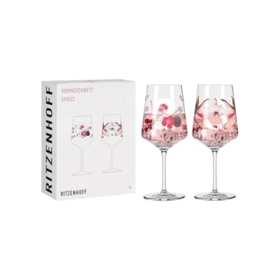 Abbildung von RITZENHOFF 3461002 Aperitifglas 500 ml 2er Set Serie Sommersonett Nr. 2, 2 Stück mit Blütenmotiv Made in Germany