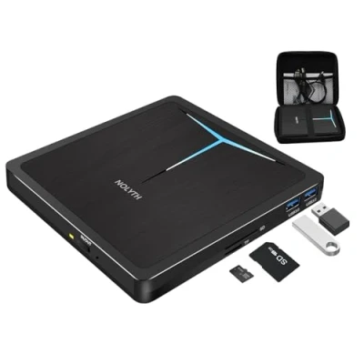 Abbildung von NOLYTH Externes DVD Laufwerk, CD Laufwerk Extern USB 3.0 Type C DVD/CD+/ RW Brenner mit Port &amp; SD TF Slot, Tragbar für Laptop PC Windows 11 10 Mac MacBook Linux