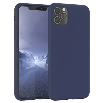 Abbildung von EAZY CASE Premium Silikon Handyhülle kompatibel mit iPhone 11 Pro Max, Slimcover Kameraschutz und Innenfutter, Silikonhülle, Schutz, Bumper, Handy Case, Hülle, Softcase, Nachtblau, Blau